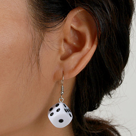 European and American Fashion Dice Pendant Earrings - Geometric Ear Studs, Personalized Ear Jewelry.