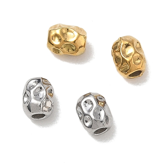 304 Stainless Steel Beads, Hammered Oval