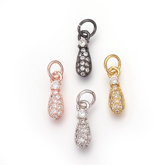 Латунные подвески, с микро проложить кубического циркония, капля