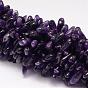 Natural Amethyst Beads Strands, Chip, 11~28x6~8x4~6mm, Hole: 1mm, 15.35 inch