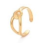 Ion Plating(IP) 304 Stainless Steel Interlock Knot Shape Open Cuff Ring for Women
