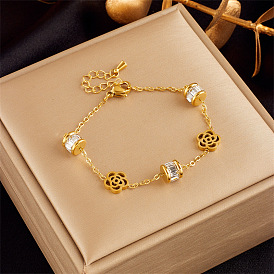 Minimalist Titanium Steel Flower Waist Chain Bracelet for Women