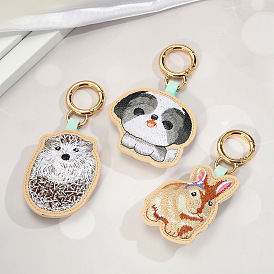 Cute Animal Keychain Pendant with Dog, Rabbit and Hedgehog Design