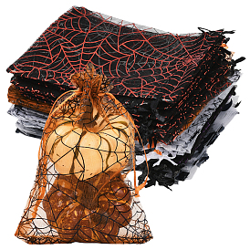 50 шт. 5 цветные прямоугольные тканевые сумки с напечатанным рисунком на завязках, темы хэллоуина