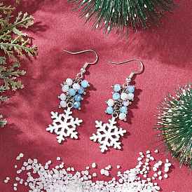 Серьги-подвески из гальванического стекла со снежинками, с 304 результатами из нержавеющей стали и латуни
