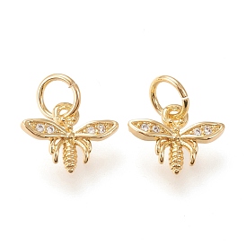 Латунные микропаве прозрачные кубические циркониевые подвески, с прыжковых колец, долговечный, Пчелы