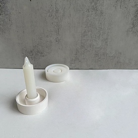 DIY Flat Round Candlestick Silicone Molds, for Resin, Gesso, Cement Craft Making