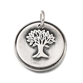 304 подвески из нержавеющей стали, плоский круглый с подвеской в виде дерева, с целью перехода в кольце