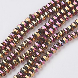 Electroplate Glass Beads Strands, Full Plated, Faceted, Rondelle