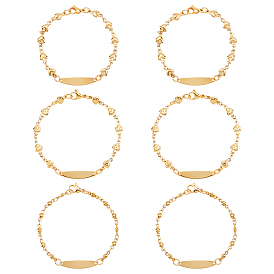 Unicraftale 3pcs 3 style 304 ensemble de bracelets à maillons ovales en acier inoxydable pour femmes, bracelets champignon & plat rond & coeur