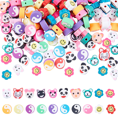 150Pcs 3 Style Handmade Polymer Clay Beads, Mixed Shapes