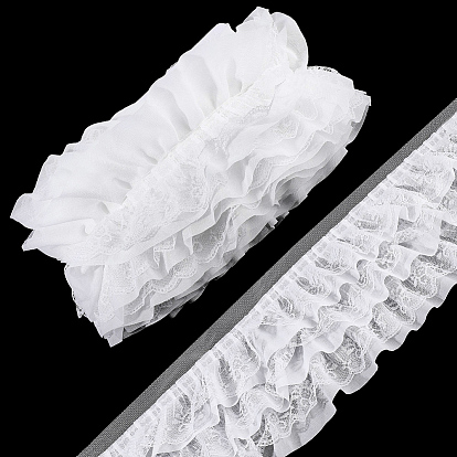 5 Yards Flower Polyester Lace Trim, for Clothes Accessories