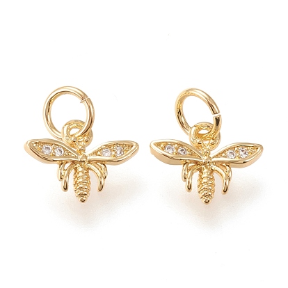 Латунные микропаве прозрачные кубические циркониевые подвески, с прыжковых колец, долговечный, Пчелы