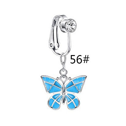 304 подвеска-клипса в виде бабочки из нержавеющей стали с прозрачными кубическими цирконами и эмалью на кольцах для живота, цвет нержавеющей стали