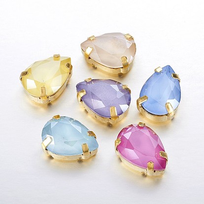 Шить на горный хрусталь, многожильных ссылки, имитация австрийский хрусталь, k 9 стеклянный страз, с настройками латуни, аксессуары для одежды, граненые, капля, золотые