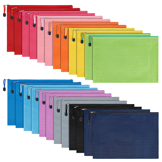24Pcs 12 Colors Cloth Zipper File Pockets, Rectangle