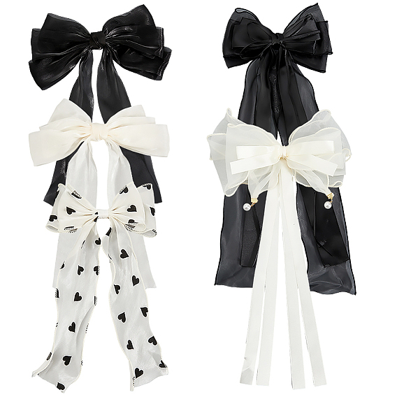 5 шт. 5 цветные тканевые заколки-бантики для волос, аксессуары для волос для женщин и девочек