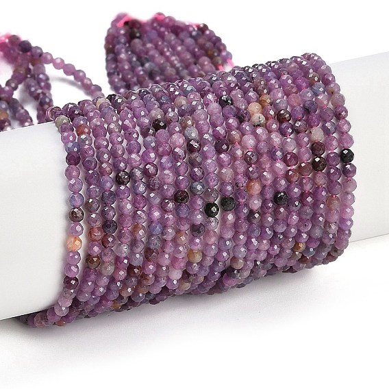 Natural Ruby Beads Strands, Faceted, Round