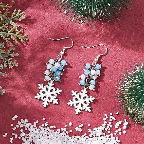 Серьги-подвески из гальванического стекла со снежинками, с 304 результатами из нержавеющей стали и латуни