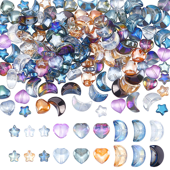 180 шт. 18 стили гальванизированные стеклянные бусины, разнообразные