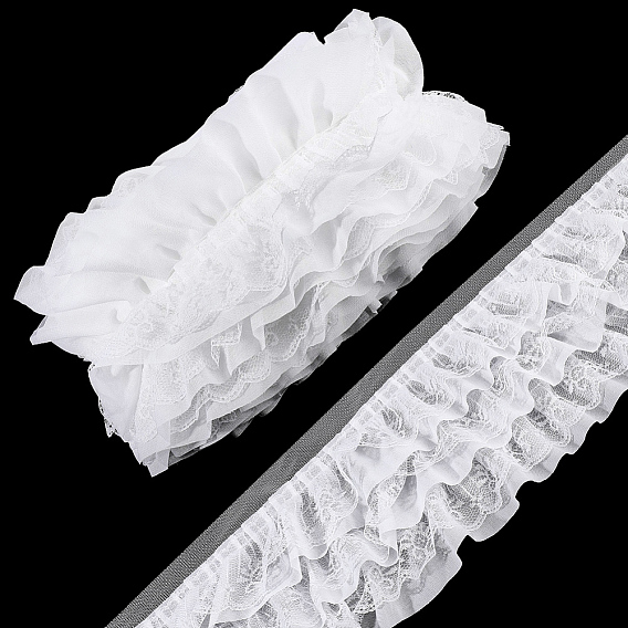 5 Yards Flower Polyester Lace Trim, for Clothes Accessories