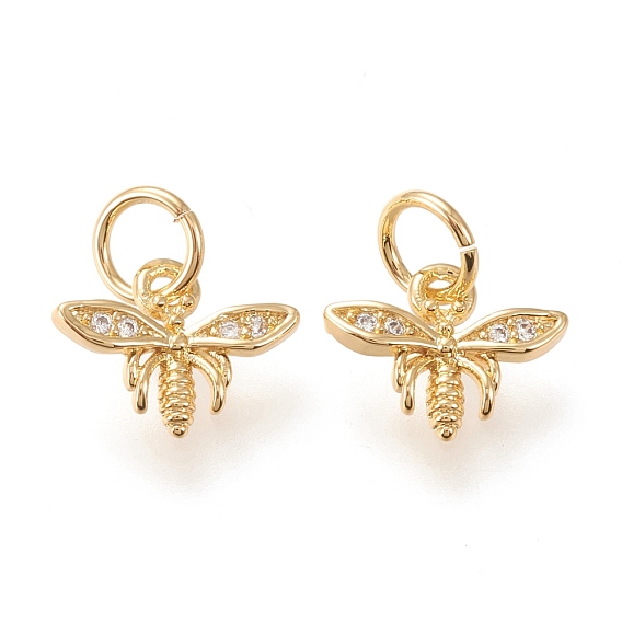 Латунные микропаве прозрачные кубические циркониевые подвески, с прыжковых колец, долговечный, Пчелы