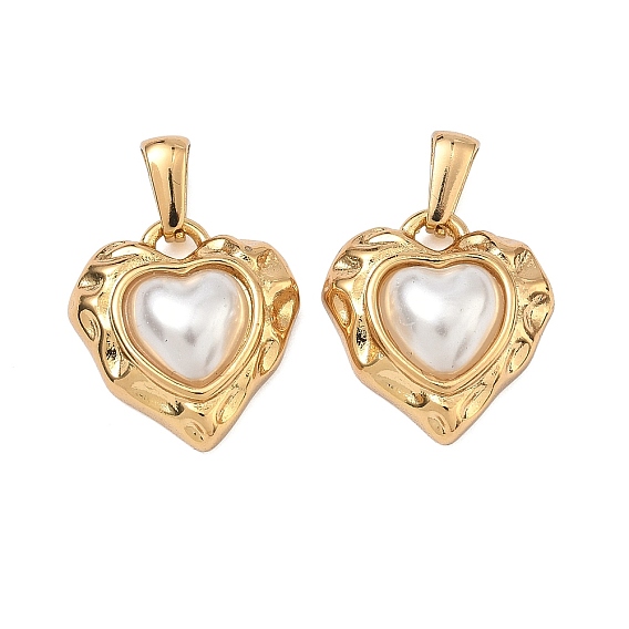 Кованые 304 подвески из нержавеющей стали и АБС-пластика с имитацией жемчуга, сердце прелести