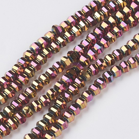 Стеклянные бусины с гальваническим покрытием , полное покрытие, граненые, рондель