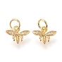 Латунные микропаве прозрачные кубические циркониевые подвески, с прыжковых колец, долговечный, Пчелы