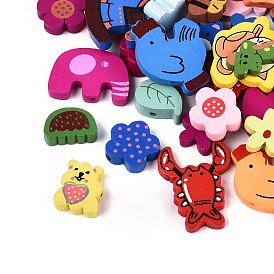 Набивные бусины из натурального клена, окрашенные, животные, без свинца, без никеля и без кадмия