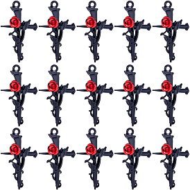 30 шт. Подвески из сплава в тибетском стиле, крестик с розой