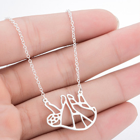 Cute Animal Pendant Necklace for Women, Stainless Steel Sloth Charm Sweater Chain