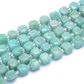 Natural Amazonite Beads Strands, Faceted, Cube