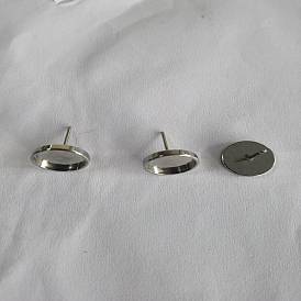 304 sertissage de boucles d'oreille en acier inoxydable, avec 316 broches chirurgicales en acier inoxydable, plat rond, placage ionique (ip)