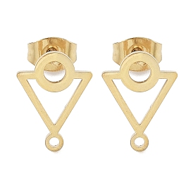 Triangle & Ring Ion Plating(IP) 304 Stainless Steel Stud Earring Findings, with Loop