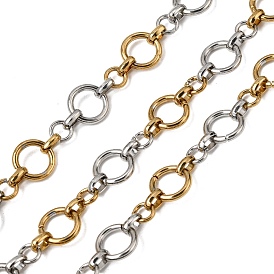 Двухцветные 304 цепочки из нержавеющей стали с кольцевыми звеньями, ионное покрытие (ip), несварные, с катушкой