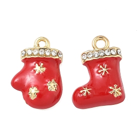 Рождественские эмали сплава подвески, бусины со стразами , золотые