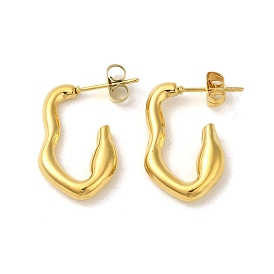 304 Stainless Steel Half Hoop Stud Earrings for Women, Irregular
