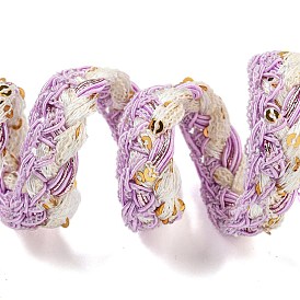Ribete de encaje de crochet de poliéster, Pasamanería decorativa tejida con lentejuelas de PVC., para ropa vestido de novia