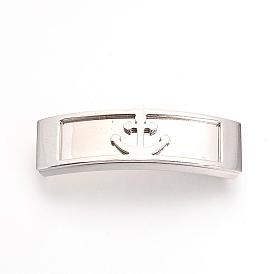 201 Stainless Steel Slide Charms, Polished, Rectangle with Anchor