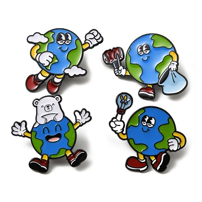 Эмалевые значки на тему защиты планеты, Черные металлические застежки для значков на лацкан для рюкзака или одежды, земля