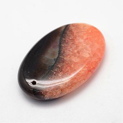Natural Dyed Agate Pendants, Oval