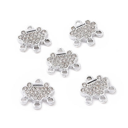 Alloy Rhinestone Chandelier Component Links, Classic Chinese Longevity Lock, Platinum