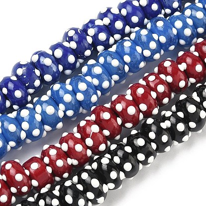 Бусины из непрозрачной стеклянной эмали, окрашенные аэрозольной краской, шероховатая рондель в горошек