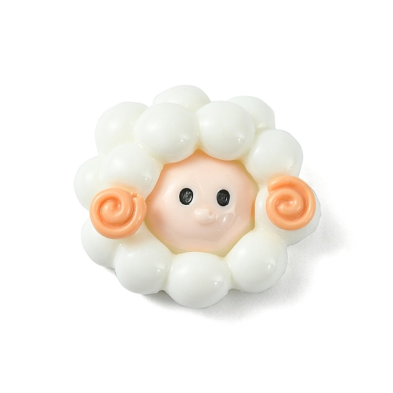 Opaque Cute Animal Resin Cabochons, Sheep Head Shape