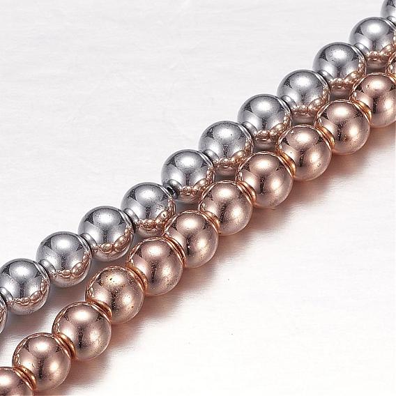 Electroplate Non-magnetic Synthetic Hematite Beads Strands, Round