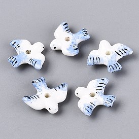 Расписанные вручную фарфоровые бусины, пастельный фарфор, птица