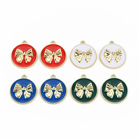 Crémaillère placage pendentifs en émail d'alliage, or et de lumière, sans cadmium et sans nickel et sans plomb, plat et circulaire avec bowknot
