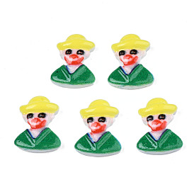 Spray Painted Opaque Resin Cabochons, Clown