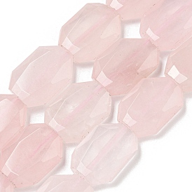 Natural Rose Quartz Beads Strands, Hexagon, Faceted